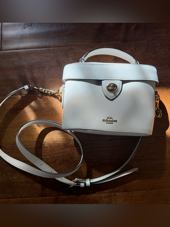 Coach Handbags - Coach White Leather Crossbody Bag with Gold Hardware